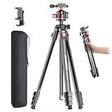 CAMBOFOTO 68" Lightweight Travel Camera Tripod with Ball Head, Compact Aluminum Tripod for DSLR/SLR, Compatible with Canon, Nikon, Binoculars, Telescope (Supports 8.8 lbs, Weighs 2.62 lbs)