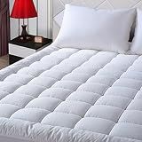 EASELAND Queen Size Mattress Pad Cotton Pillow Top Mattress Topper White