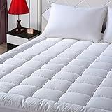 EASELAND Queen Size Mattress Pad Cotton Pillow Top Mattress Topper White