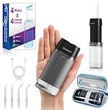 GOLDANT 2026 New Portable Water Flosser for Teeth, 4 Modes & 4 Intensity Levels, Mini Small Design with Exquisite Travel Case, Removable Tank, IPX7 Waterproof, Cordless Dental Oral Irrigator (Black)
