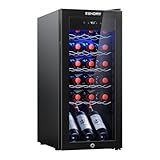 EUHOMY 18 Bottle Compressor Wine Cooler Refrigerator with Lock, Freestanding Wine Fridge with Digital Temperature Control, Wine Refrigerator with Glass Door for Red White Wine, Champagne, Beer, Black