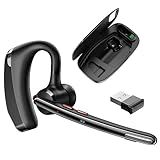 COMEXION Bluetooth Headset V5.3, Wireless Headset with Dual Noise-Canceling Mics, Portable Charging Case, 300H Standby Time, Hands Free Headphones for Computer/Cell Phones, Trucker/Home/Office/Work