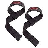 Harbinger Padded Cotton Lift Straps, Black - Soft, Supportive Neotek Wrist Pads - 21.5" Length, 1.5" Width - Reinforced Edges & Heavy-duty Stitching - Cushions Wrists for Lifting Support