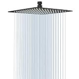 NearMoon Rain Shower Head, High Flow Stainless Steel Square Rainfall Shower, Waterfall Bath Shower Body Covering, Ceiling or Wall Mount (12 Inch, Matte Black)