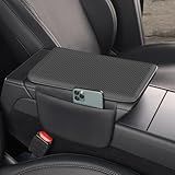 XHW Car Armrest Cover Pad - Nappa Leather Car Center Console Cover with Breathable Holes, Non-Slip Auto Arm Rest Cushion, Universal Car Interior Accessories Fit forTesla Model Y