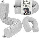 Dot&Dot Twist Memory Foam Travel Pillow for Airplanes - Travel Neck Pillow for Sleeping - Airplane Pillow for Neck Support, Chin, Lumbar and Leg - Adjustable, Bendable Neck Roll Pillow