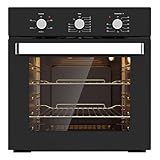 24 Inch Single Wall Oven, ThermoMate 2.79 Cu. Ft. Built-in Electric Wall Oven with 5 Cooking Functions, Built-in Ovens with Mechanical Knobs Control, Black Tempered Glass Finish
