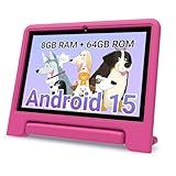 2025 Kids Tablet, 10.1 Inch Android 15 Tablet for Kids, 8+64GB Storage (1TB Expand), Octa-Core, WiFi 6, Pre-Installed Educational Apps, Parental Control, with EVA Protective Case, Eye Protection Mode