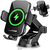Wireless Car Charger, Fast Charging Phone Holder 3 in 1 Phone Mount Auto Clamping Car Accessories Compatible with iPhone 17 16 15 14 13 12 11 Xs XR, Samsung S23 Ultra S22 S21 S20(Deep Space Black)