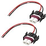 RED WOLF H8 H9 H11 880 881 2 PIN Female Wiring Ceramic Socket Universal Fit for Toyota GMC Chevy Honda Jeep Ford Subaru Dodge Headlight Fog Light Retrofit Pigtail Adapter LED Head Lamp Wire Connector