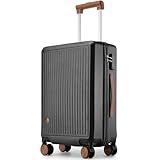 Hulsin Carry on Luggage with Spinner Wheels, 22x14x9 Airline Approved Carry-on Suitcase, Small Hardside Luggage with TSA Lock,Hard Shell Suitcase,Hard Case for Travel (Black, 20-Inch)