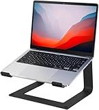 GleYo Laptop Stand for Desk Portable Computer Riser Metal Notebook Holder Printer Stand Office Desk Accessories Compatible with MacBook Air, Pro, Dell, HP, Lenovo and All 10-16" Laptops, Black
