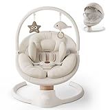 Baby Swings for Infants, FasonBaby Electric Baby Swing with 10 Preset Melodies, 5 Speeds, Remote Control and Bluetooth - Portable Infant Swing for Indoor and Outdoor(Beige)