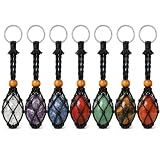 CIFIBIFUN 7PCS Chakra Handmade Keychain Keyring Crystal Black