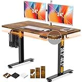 Veken 47.2" Standing Desk, Adjustable Height Office Desk with Wood Desktop, Computer Table for Home Work, Study and Gaming, Small Spaces, Modern Furniture，Brown