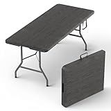 6 Feet Foldable Table with Built in Handle & Steel Legs | 6FT Heavy Duty Folding Portable | Perfect for Party, Dining, Wedding, Events, Picnic Indoor, Outdoor, Camping, Utility, Folding - 6 Foot