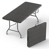 6 Feet Foldable Table with Built in Handle & Steel Legs | 6FT Heavy Duty Folding Portable | Perfect for Party, Dining, Wedding, Events, Picnic Indoor, Outdoor, Camping, Utility, Folding - 6 Foot