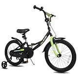 Olakids Kids Bike, 12 14 16 18 Inch BMX Style Toddlers Bike with Training Wheels Adjustable Seat Handlebar Coaster Brake Handbrake Safety Bell, Children's Bicycle for Boys Girls (18 Inch, Black)