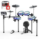 Donner Electric Drum Set with Lights and Touchscreen, Advanced Elctronic Drum Kit with 1126 Sounds, Customize Drum Pad Colors, Internal Rack Wiring, Gaming APP - BackBeat