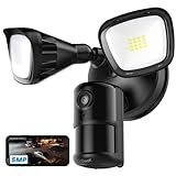 ieGeek 5MP Floodlight Camera Outdoor, Wired Home Security Light Cameras, 5G/2.4G WiFi Flood Light Camera Outside with Smart Motion Detection/Siren,Color Night Vision,2 Way Audio,24/7 Recording (Black)