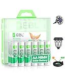 EBL Solar AA Battery Rechargeable Batteries for Outdoor Solar Lights, 1300mAh NIMH Pre-Charged 1.2V Recharge up to 1200x Times for Garden Landscaping String Lights, Pack of 12