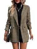 Mina Self Plaid Blazers Jackets for Women Fall Brown Chocolate Houndstooth