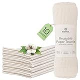 mioeco 10 Pack Reusable Kitchen Paper Towels Washable - Super Absorbent Natural unPaper Towels - Natural Cotton - Reusable, Paperless Kitchen Dish Cloths - 100% Organic
