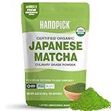 HANDPICK Japanese Organic Matcha Green Tea Powder (100 Servings) - Authentic Premium Second Flush Harvest | Resealable Ziplock Pouch