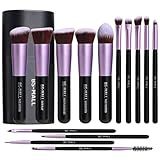 BS-MALL Makeup Brushes Premium Synthetic Foundation Powder Concealers Eye Shadows 14 Pcs Purple for Makeup Beginner or Professional with Travel Case