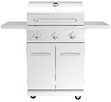 Nexgrill Propane 3-Burner Gas Grill, Stainless Steel with Foldable Shelves