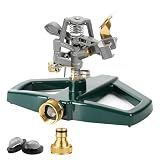 WEMADE Heavy Duty Metal Pulsating Sprinklers for Yard - 360 Degree Roating Automatic Water Sprinkler for Lawn with Metal Base, Impact Sprinklers for Large Area Covers Up to 85‘ Diameter