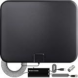 TV Antenna for Smart TV Indoor, TV Antenna for Local Channels,Support 4K 1080p with Signal Booster, 18FT Coax HDTV Cable (Black)