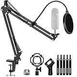 InnoGear Microphone Stand Mic Boom Arm for Blue Yeti HyperX QuadCast S SoloCast Snowball Fifine K669B and other Mic, with Shock Mount Windscreen Pop Filter Mic Clip Holder Cable Ties, Medium