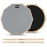 Donner 12 Inches Drum Practice Pad Silent Drum Pad Set Gray 2-Sided With Drum Sticks