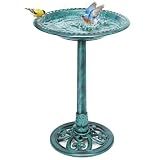 VIVOHOME Bird Bath for Outside, Polyresin Pedestal Birdbath, Green
