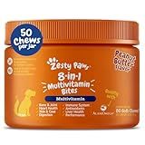 Zesty Paws Dog Multivitamin, Chewable Dog Vitamins and Supplements for Hip & Joints, Skin & Coat, Omega 3 Fish Oil for Dogs- Senior & Puppy Multivitamin- Peanut Butter- 50ct