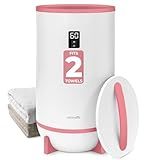 SereneLife Towel and Blanket Warmer - Single Touch Portable Towel Heater for Bathroom, Fragrant Disc Holder, LED Ring, 2 Large Towel Capacity, Built-in Timer (15-60 mins), Auto Shut-Off (Pink)