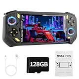 Rhesusco RG56PRO Retro Video Game Console - 5.5 Inch IPS Screen,31000+ Classic 3D Games,5000mAh Battery, Open Linux System,Portable Console with 128G TF Card - Birthday Gift for Boyfriend (Black)