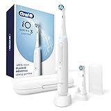 Oral-B iO Deep Clean Rechargeable Electric Powered Toothbrush, White with iO Series 3 Limited, 2 Brush Heads and Travel Case - Pressure Sensor to Protect Gums - 3 Cleaning Settings - 2 Minute Timer