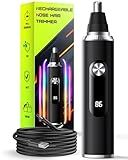 Savilab Nose Hair Trimmer for Men and Women, USB Rechargeable Electric Facial and Ear Hair Remover with LED Display, Dual-Edge Blades for Smooth, Painless Eyebrow Grooming (Black)