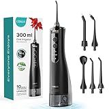 COSLUS Cordless Water Flosser & Dental Pick for Teeth, Braces, Gums Care - Advanced 10 Pressure Settings for Multiple Users, Rechargeable, Portable for Travel, BPA-Free, Black, E40(WFP14)