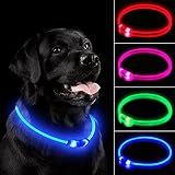 NOVKIN LED Dog Collar, Cut-to-Fit Light Up Dog Collar for Night Walking, IP67 Waterproof USB Rechargeable Glowing Pet Collar, High Visibility Super Bright Safety Lights for S/M/L Dogs(Blue)