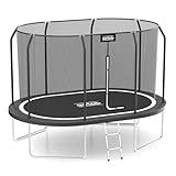 AOTOB 8×12 Oval FT Trampoline - Perfect Outdoor Large Trampolines for Kids - Gymnastics Style Trampoline with Enclosure Net - Supports Up to 400 lbs-Black