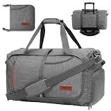 Canway 65L Foldable Duffle Bag with Shoes Compartment, Water-Resistant Packable Travel Duffel for Gym, Weekend Trips, Lightweight Carry on Luggage for Men & Women