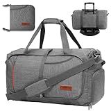 Canway 65L Foldable Duffle Bag with Shoes Compartment, Water-Resistant Packable Travel Duffel for Gym, Weekend Trips, Lightweight Carry on Luggage for Men & Women