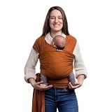 Cuddlebug Baby Wrap Carrier, Soft Stretchy Newborn Sling, 7-35 lbs, Brown