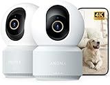 Anona 4K UHD Indoor Camera, Pet/Dog/Baby Security Camera with Phone App, 360°Pan-Tilt, 5G/2.4G Dual-Band Wi-Fi 6, Auto-Tracking, Person/Pet/Baby Crying Detection, Privacy Mode, Two-Way Audio, 2 Pack