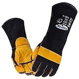 TOPDC Welding Gloves 16 Inches 932℉ Fire/Heat Resistant Leather Welding Gloves For Mig, Tig, Stick, Forge, BBQ, Grill, Fireplace, Wood Stove, Furnace, Oven, Animal Handling for Safe, Loving Pet Care