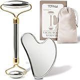 Stainless Steel Face Roller & Gua Sha Facial Tools, Face Massager for Self Care, Roller for face, Jawline Sculpting and Puffiness Reducing