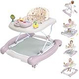 5 in 1 Foldable Baby Walker,Activity Baby Walker-Baby Bouncer,Rocker,Activity Center,Seat and Push Walker,Detachable Footrest Mat,Adjustable Speed Rear Wheels and Height,Ages 6-18 Months (Purple)